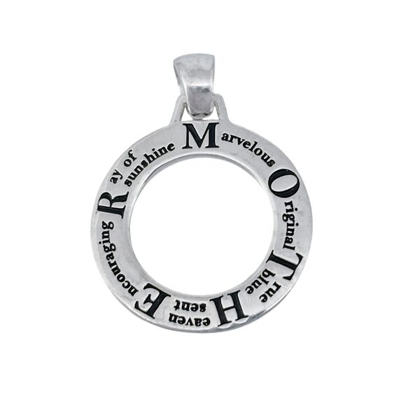 Vintage Sterling Silver 925 2.6cm "Mother" Circle Pendant - Picture 2 of 6